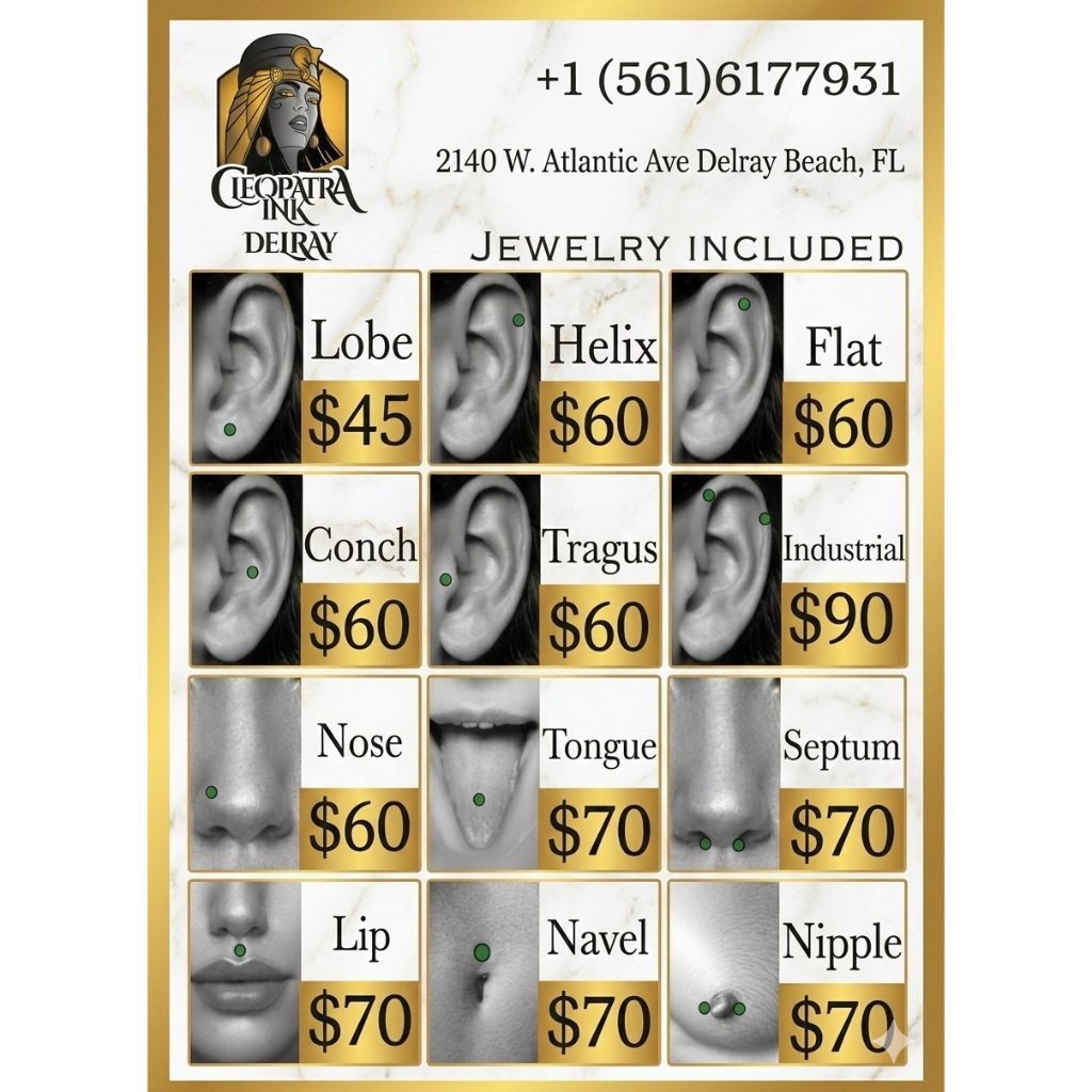 Piercing Price List